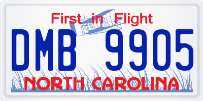 NC license plate DMB9905