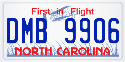 NC license plate DMB9906