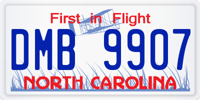 NC license plate DMB9907