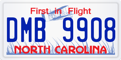 NC license plate DMB9908