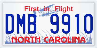 NC license plate DMB9910