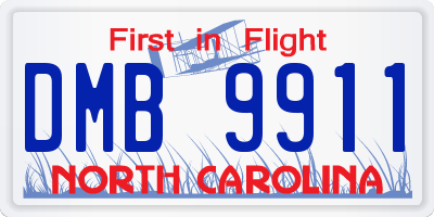 NC license plate DMB9911