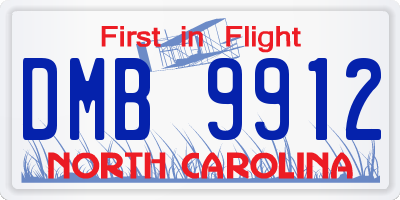 NC license plate DMB9912