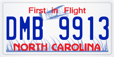NC license plate DMB9913