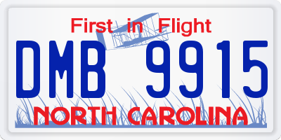 NC license plate DMB9915