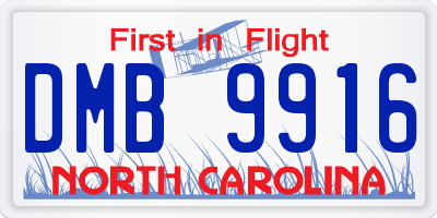 NC license plate DMB9916