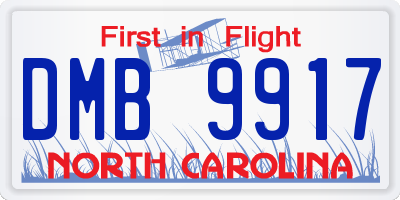 NC license plate DMB9917