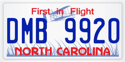 NC license plate DMB9920