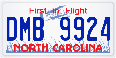 NC license plate DMB9924