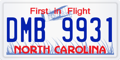 NC license plate DMB9931