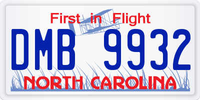 NC license plate DMB9932