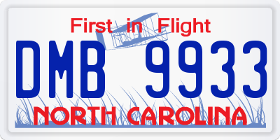 NC license plate DMB9933