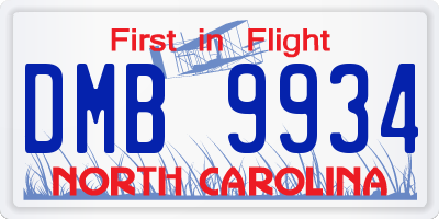 NC license plate DMB9934
