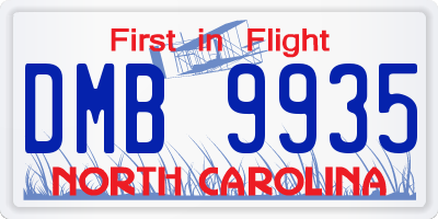 NC license plate DMB9935