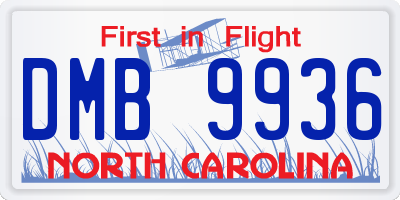 NC license plate DMB9936