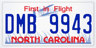 NC license plate DMB9943