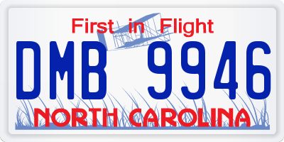NC license plate DMB9946