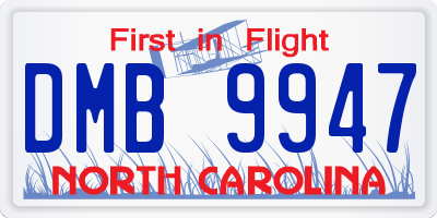 NC license plate DMB9947
