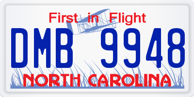 NC license plate DMB9948