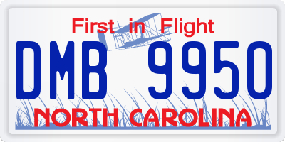NC license plate DMB9950