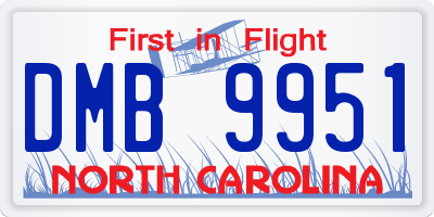 NC license plate DMB9951