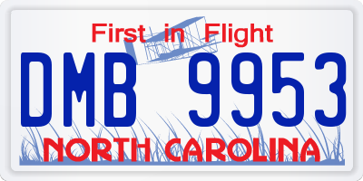NC license plate DMB9953