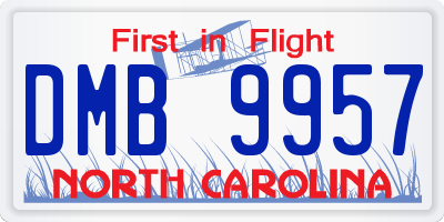 NC license plate DMB9957