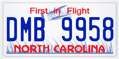 NC license plate DMB9958