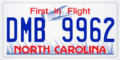 NC license plate DMB9962