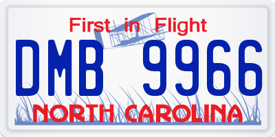 NC license plate DMB9966