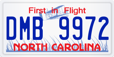 NC license plate DMB9972