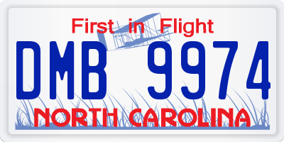 NC license plate DMB9974