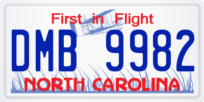 NC license plate DMB9982