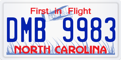 NC license plate DMB9983