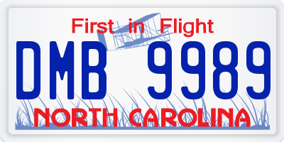 NC license plate DMB9989