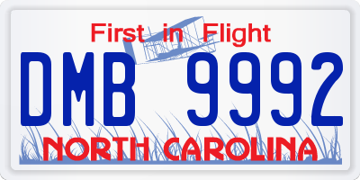 NC license plate DMB9992