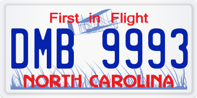 NC license plate DMB9993