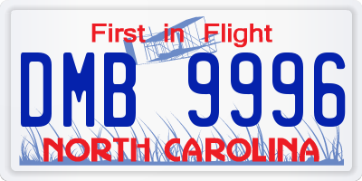 NC license plate DMB9996