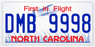 NC license plate DMB9998