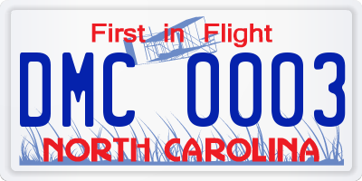 NC license plate DMC0003