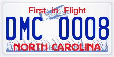 NC license plate DMC0008