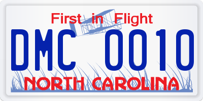 NC license plate DMC0010