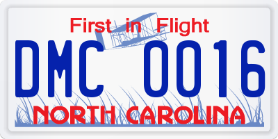 NC license plate DMC0016