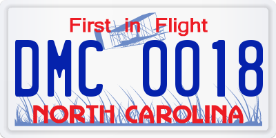 NC license plate DMC0018