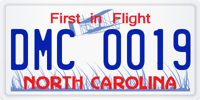 NC license plate DMC0019