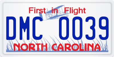 NC license plate DMC0039