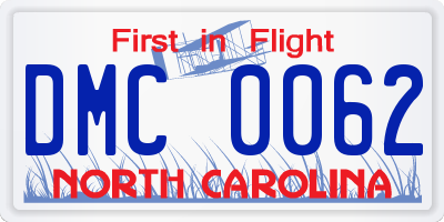 NC license plate DMC0062