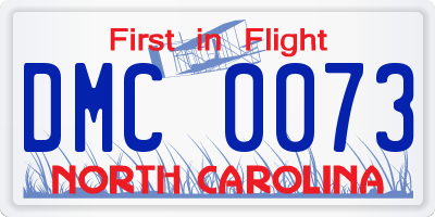NC license plate DMC0073