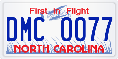 NC license plate DMC0077