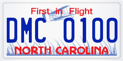 NC license plate DMC0100